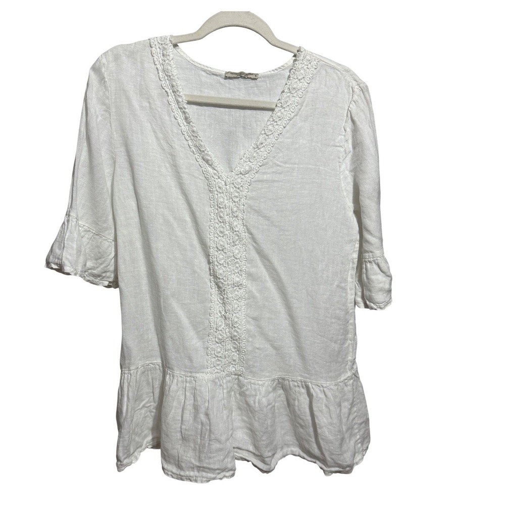 Francesca Bettini Italy‎ White 100% Linen Top S